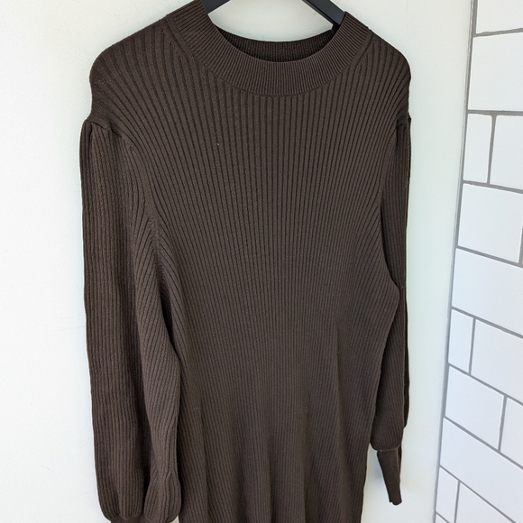 Banana Republic Long Puff Sleeve Ribbed Sweater Dress Size XL - Picture 3 of 8